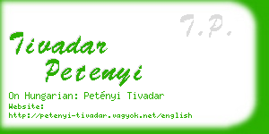 tivadar petenyi business card